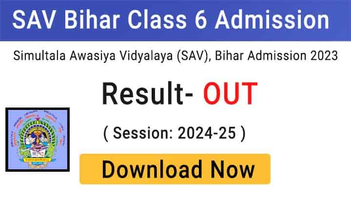 SAV Bihar Class 6 Admission 2023