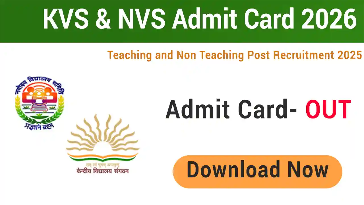 KVS NVS Admit Card 2026 Download