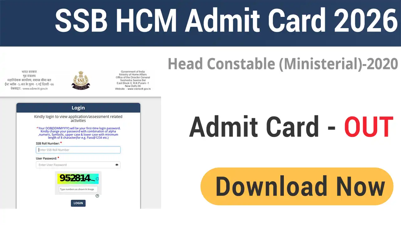 SSB Head Constable Ministerial HCM Admit Card 2026