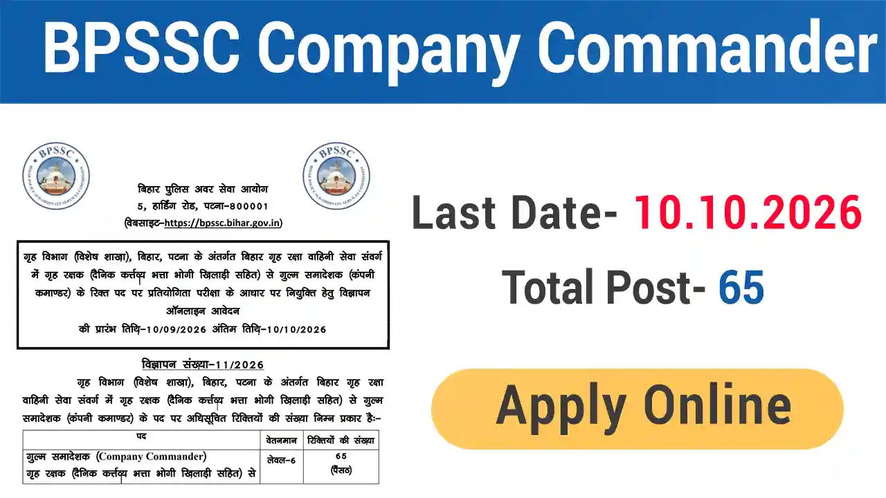 BPSSC Company Commander Home Guard Recruitment 2026