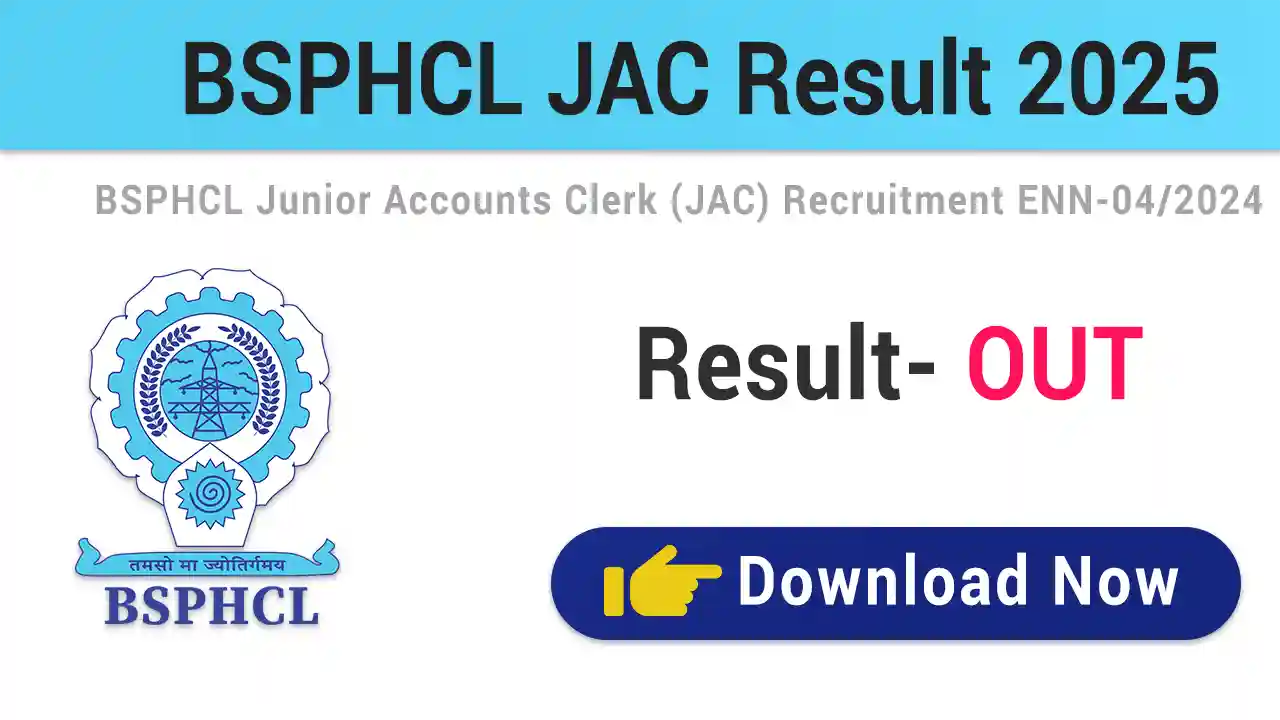 BSPHCL Junior Accounts Clerk JAC Result 2025