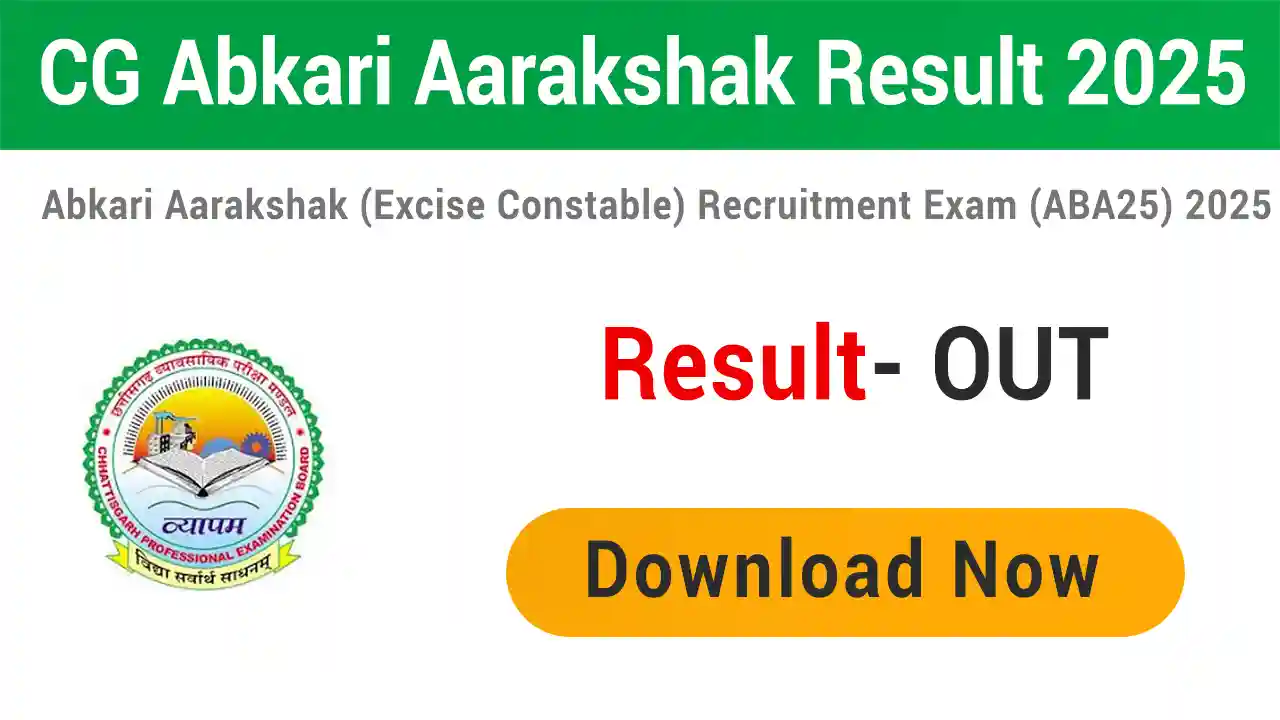 CG Vyapam Abkari Aarakshak Result 2025