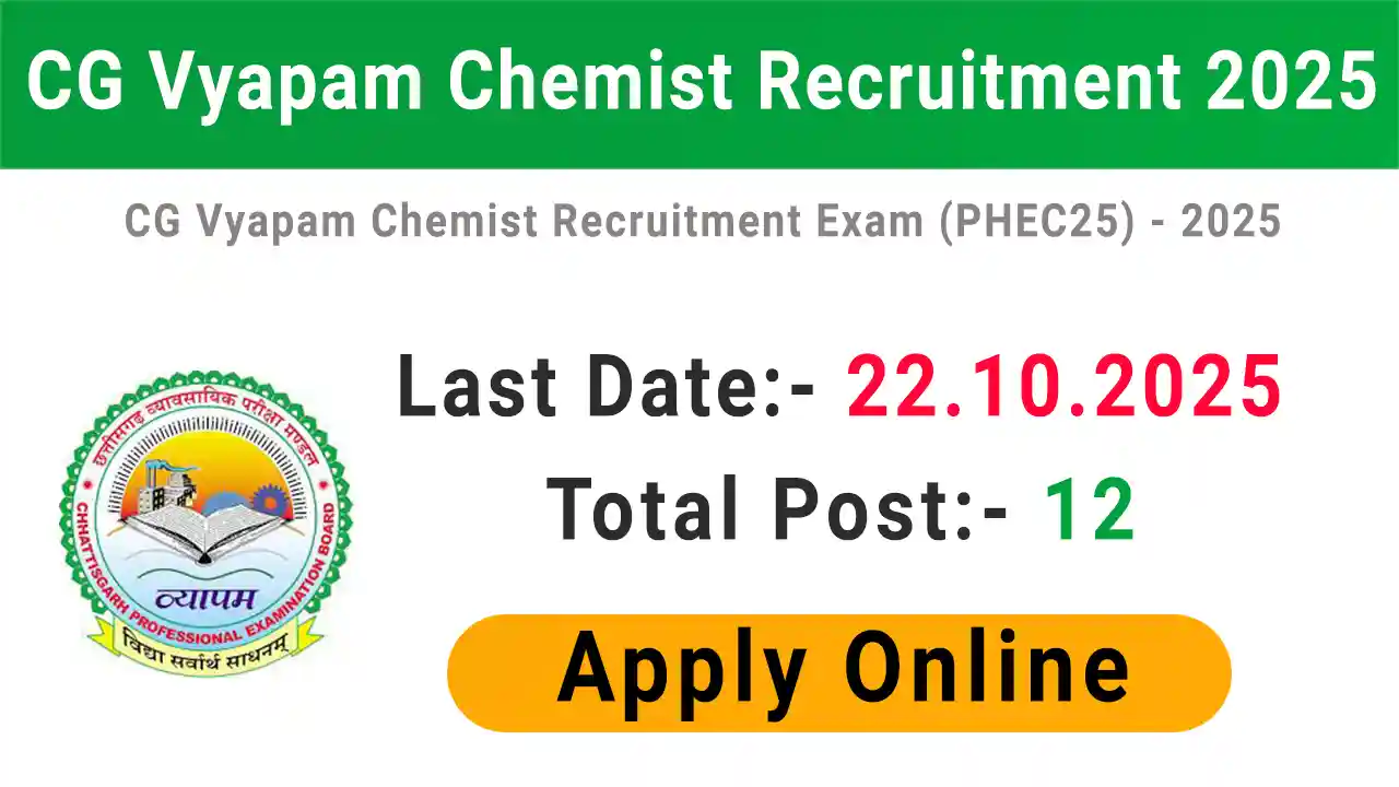 CG Vyapam Chemist Recruitment 2025