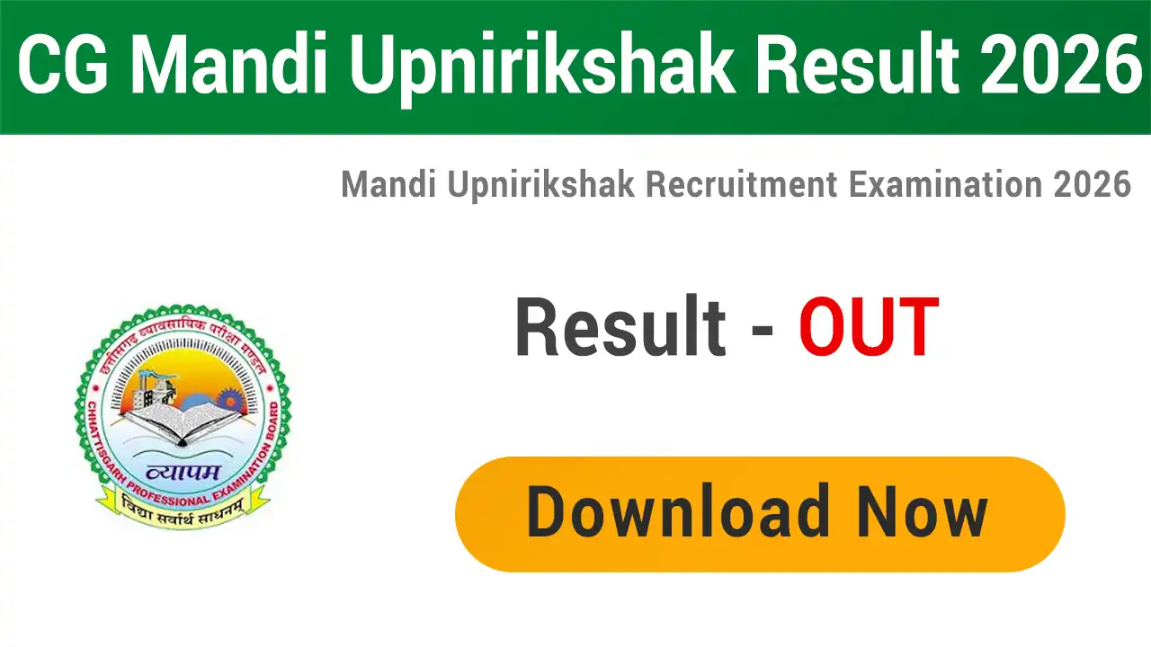 CG Vyapam Mandi Upnirikshak Result 2026