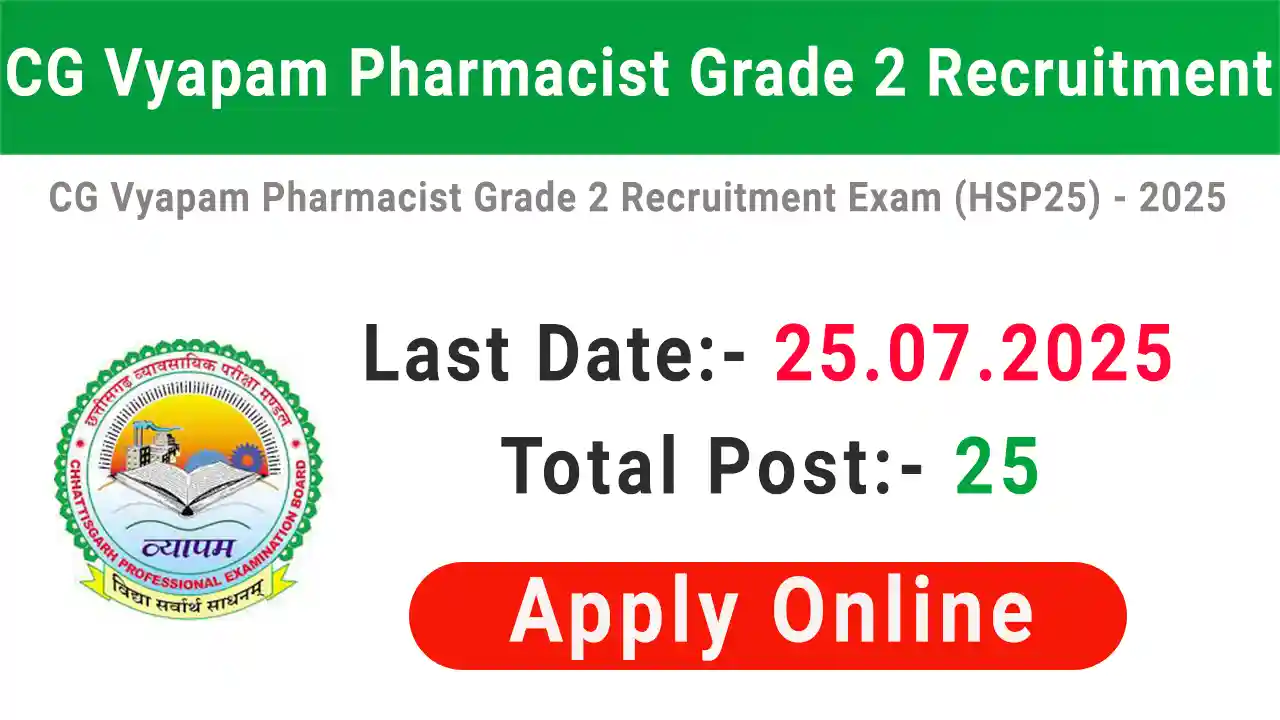 CG Vyapam Pharmacist Grade 2 Recruitment 2025
