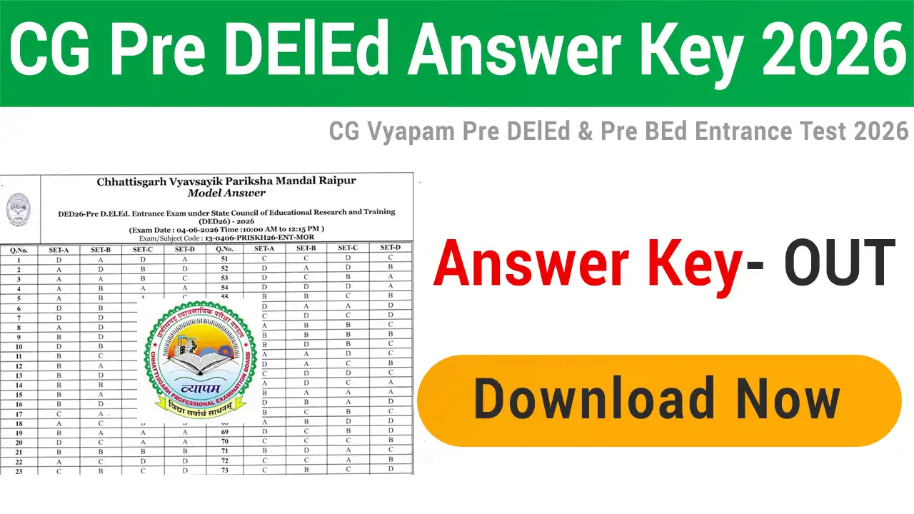 CG Vyapam Pre DElEd BEd Answer Key 2026
