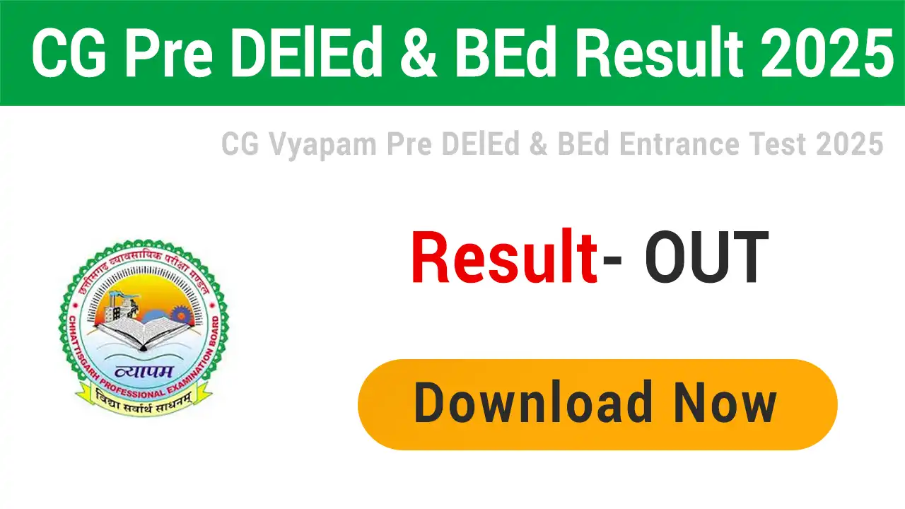 CG Vyapam Pre DElEd BEd Result 2025