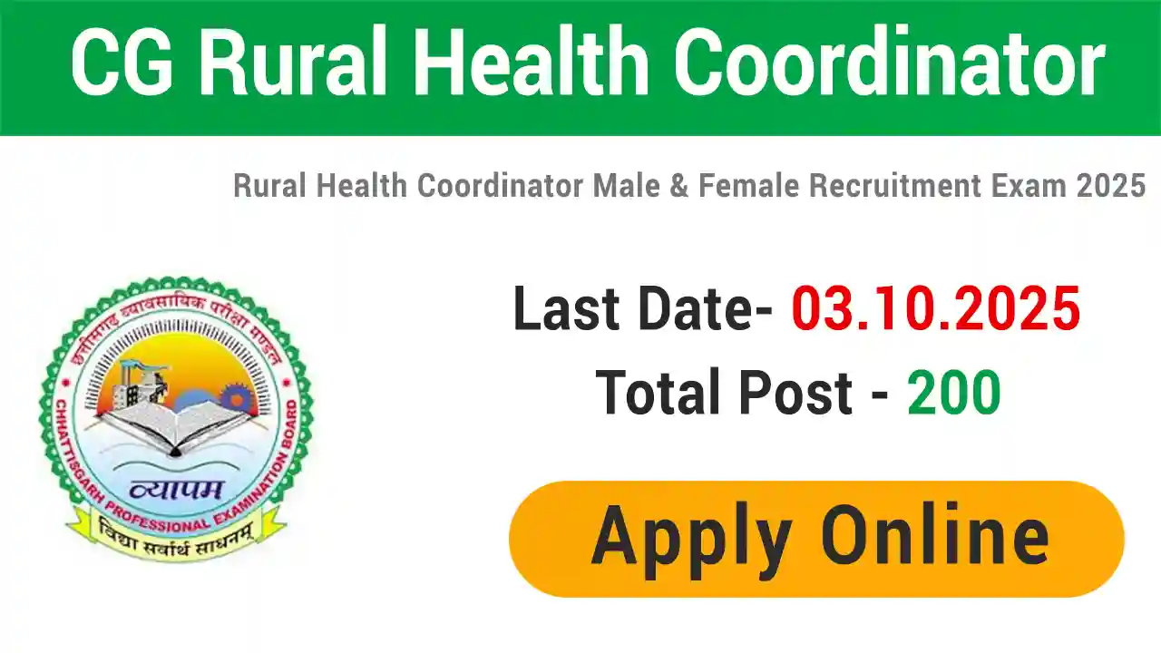 CG Vyapam Rural Health Coordinator Vacancy 2025