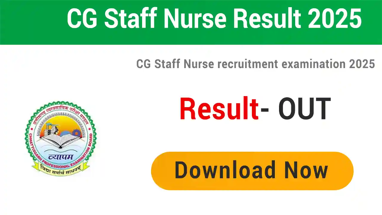 CG Vyapam Staff Nurse Result 2025