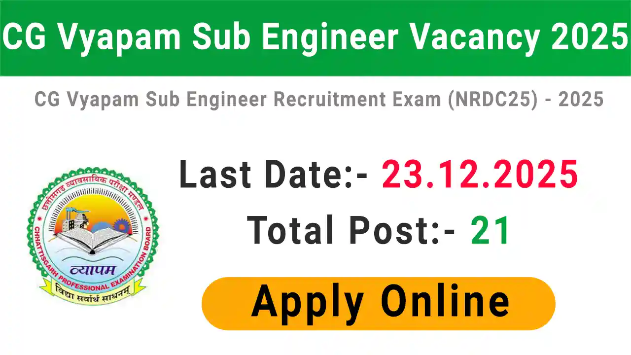 CG Vyapam Sub Engineer Vacancy 2025 NRDC25