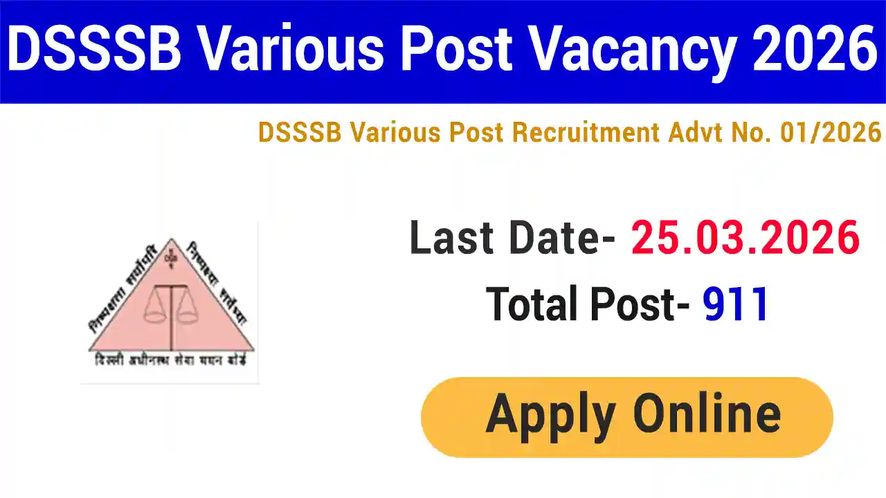 DSSSB Various Post Recruitment Advt No. 01/2026