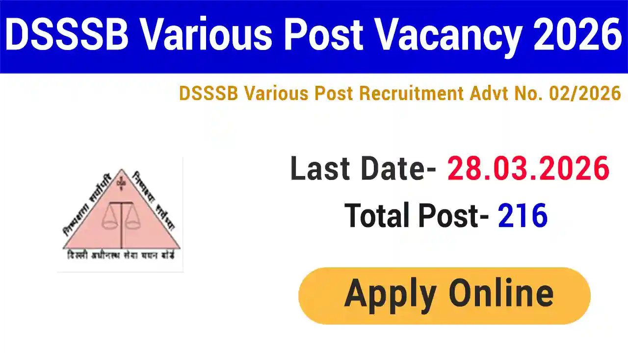DSSSB Recruitment Advt No 02/2026