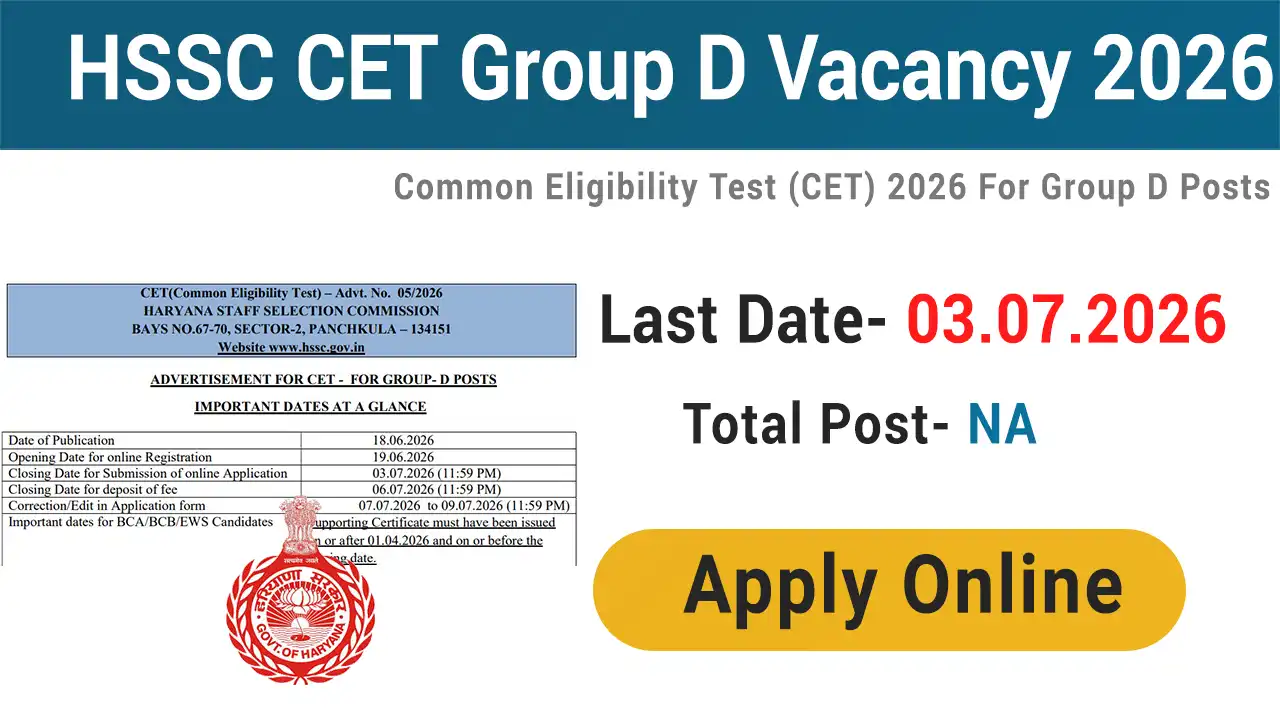 HSSC CET Group D Recruitment 2026