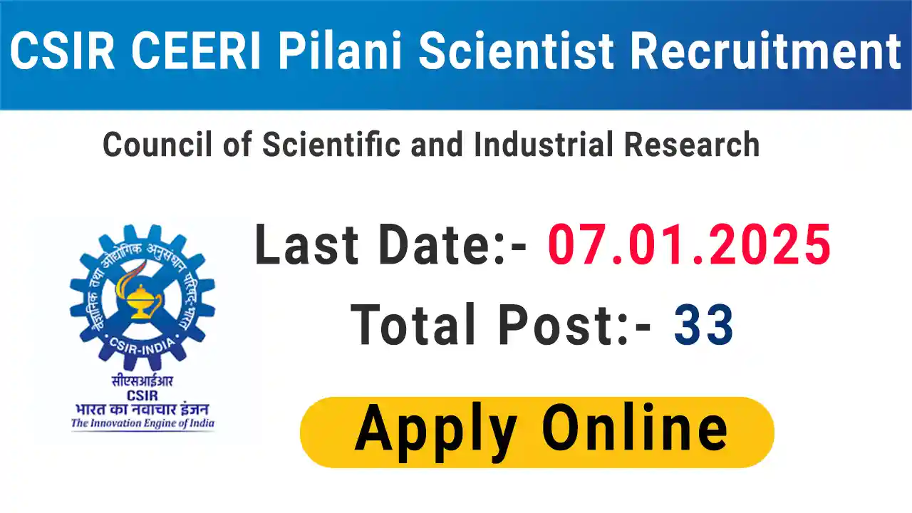 CSIR CEERI Pilani Scientist Recruitment 2024