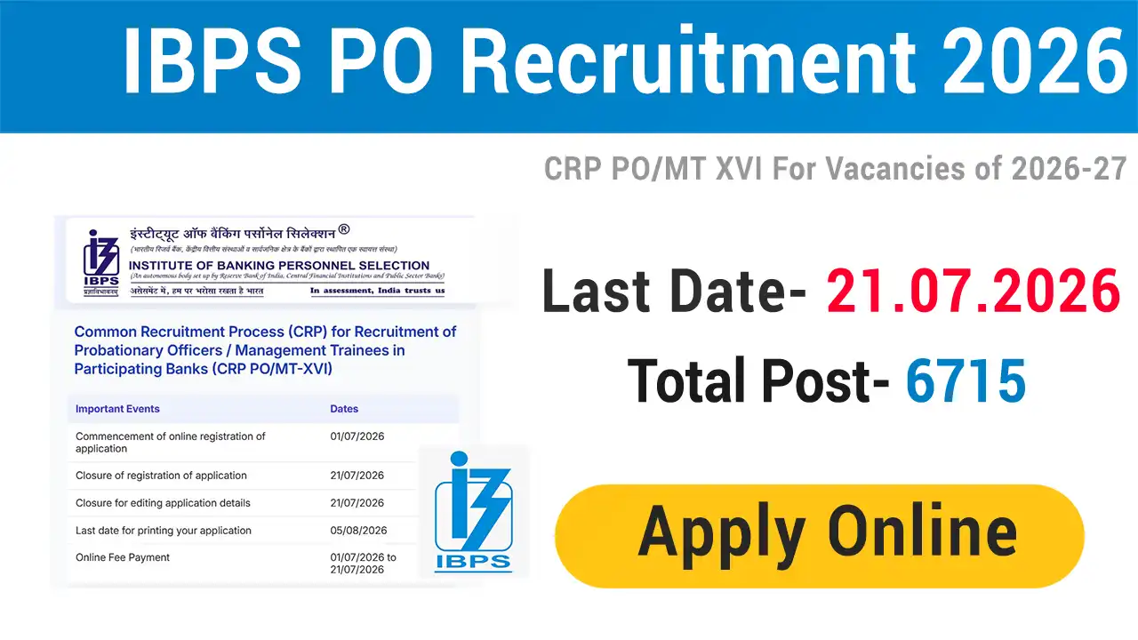 IBPS CRP PO MT XVI Recruitment 2026