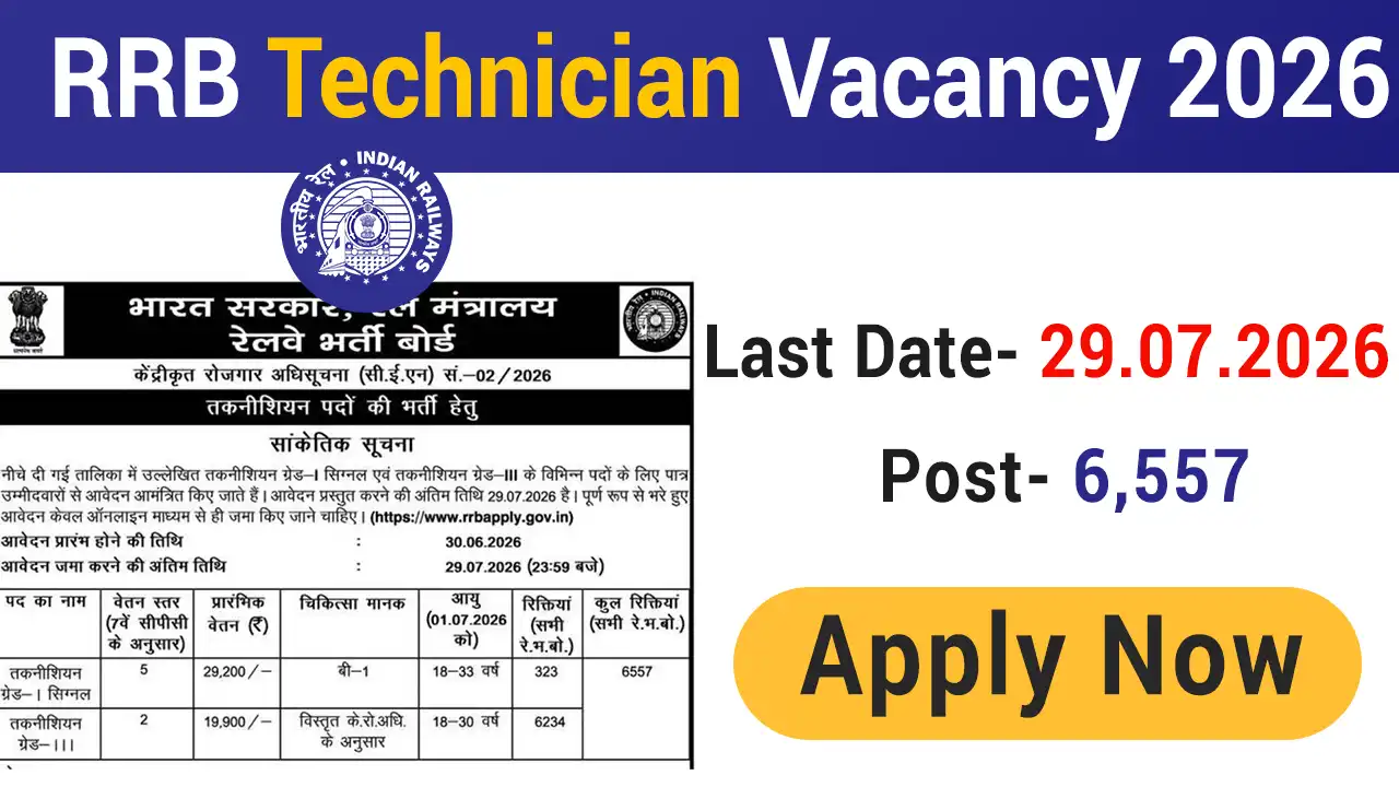 RRB Technician Grade 1, 3 Vacancy 2026