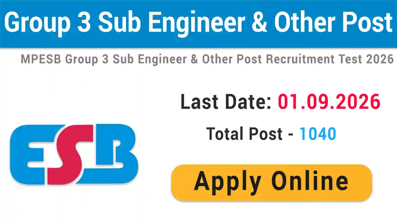 MPESB Group 3 Sub Engineer & Other Post Recruitment 2026