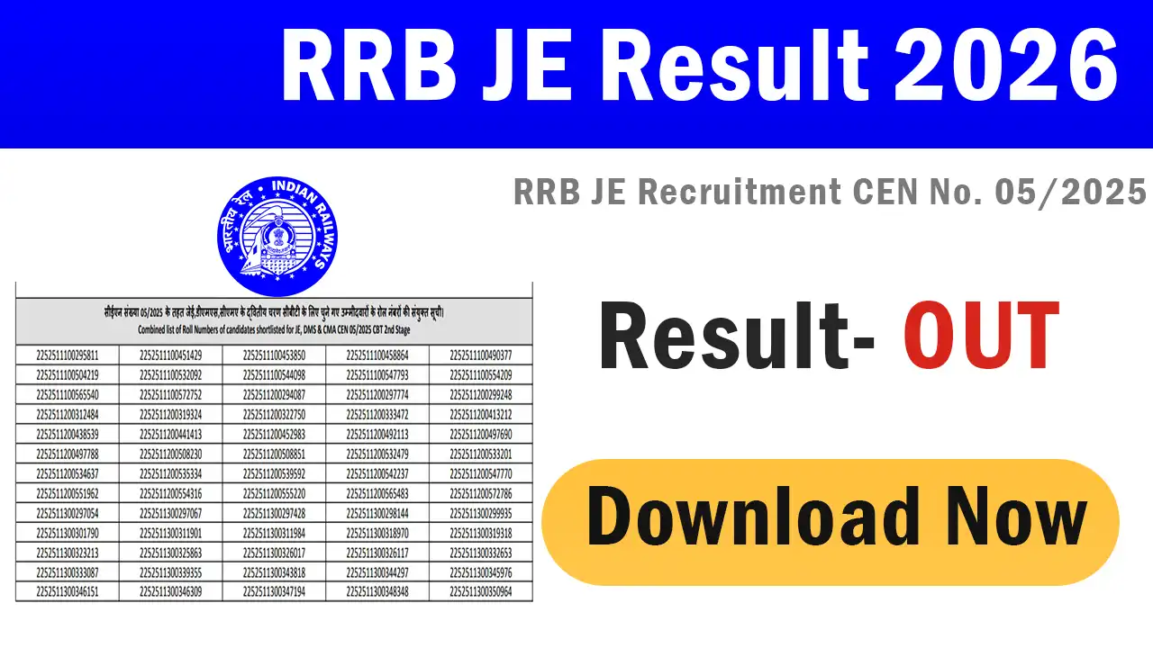 RRB JE Result 2026 Download