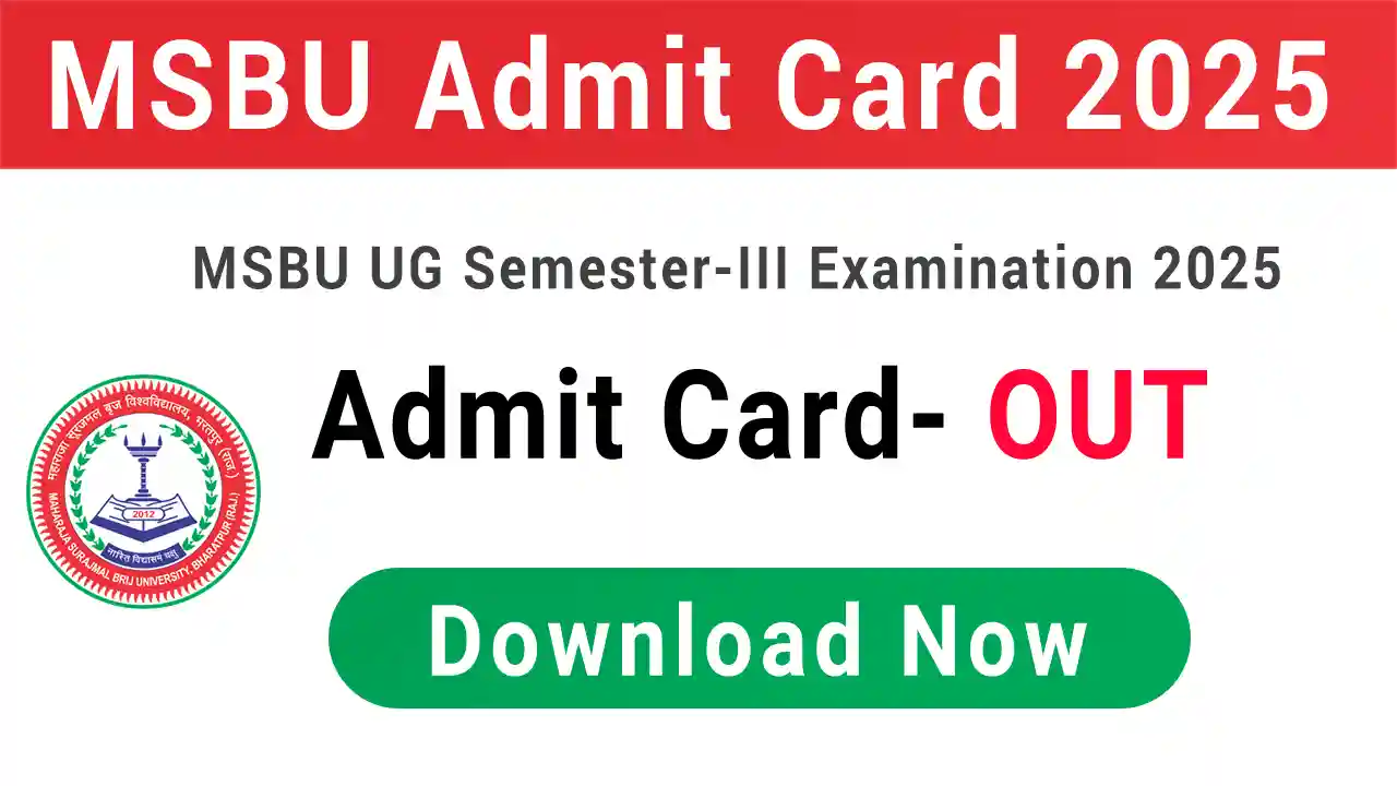 MSBU Admit Card 2025