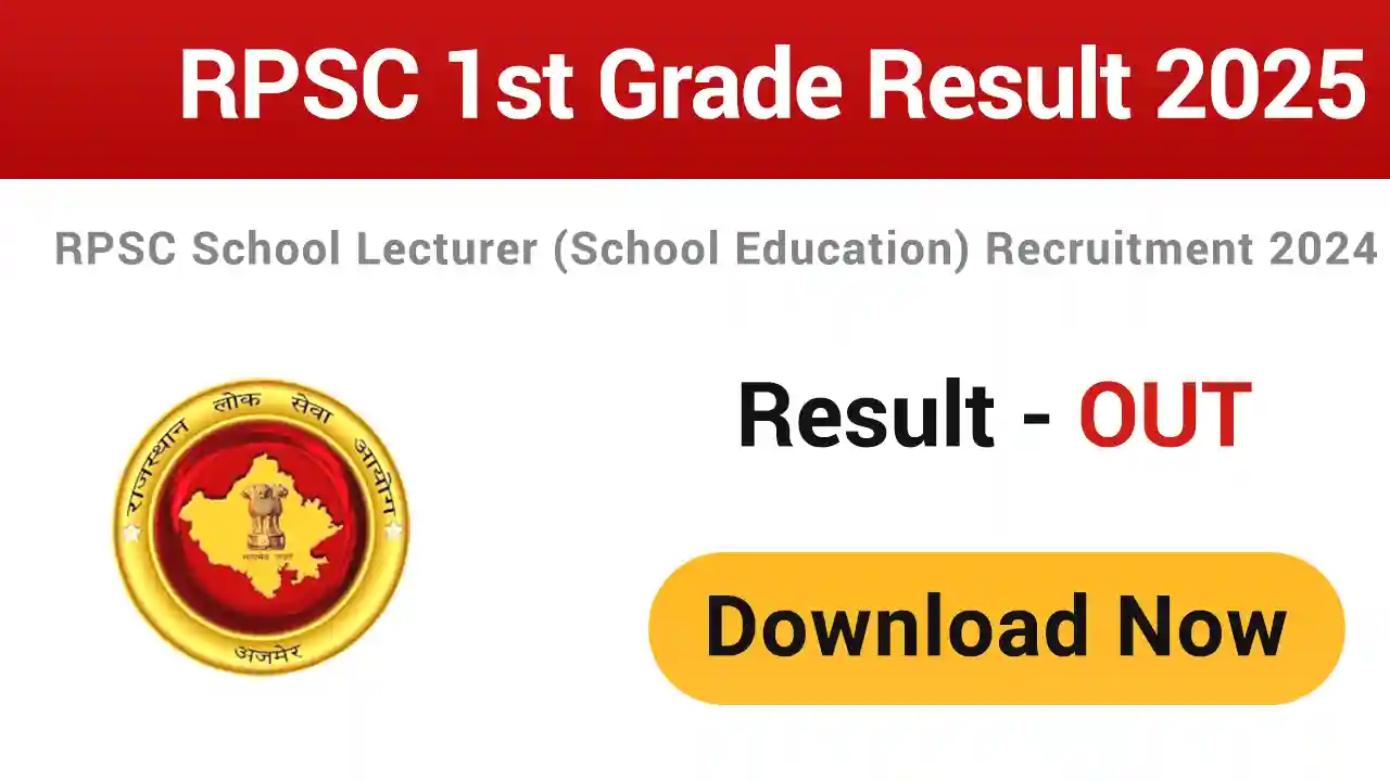 RPSC School Lecturer 1st Grade Result 2025