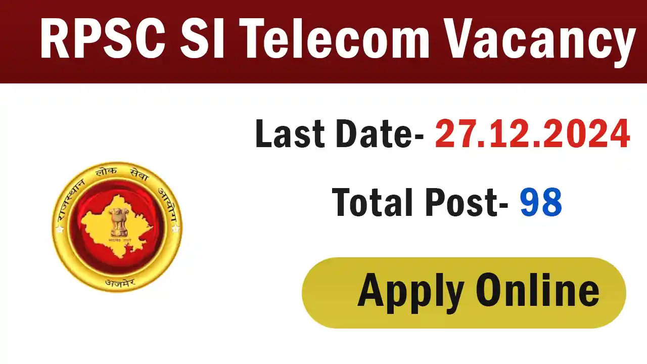 RPSC SI Telecom Vacancy 2024