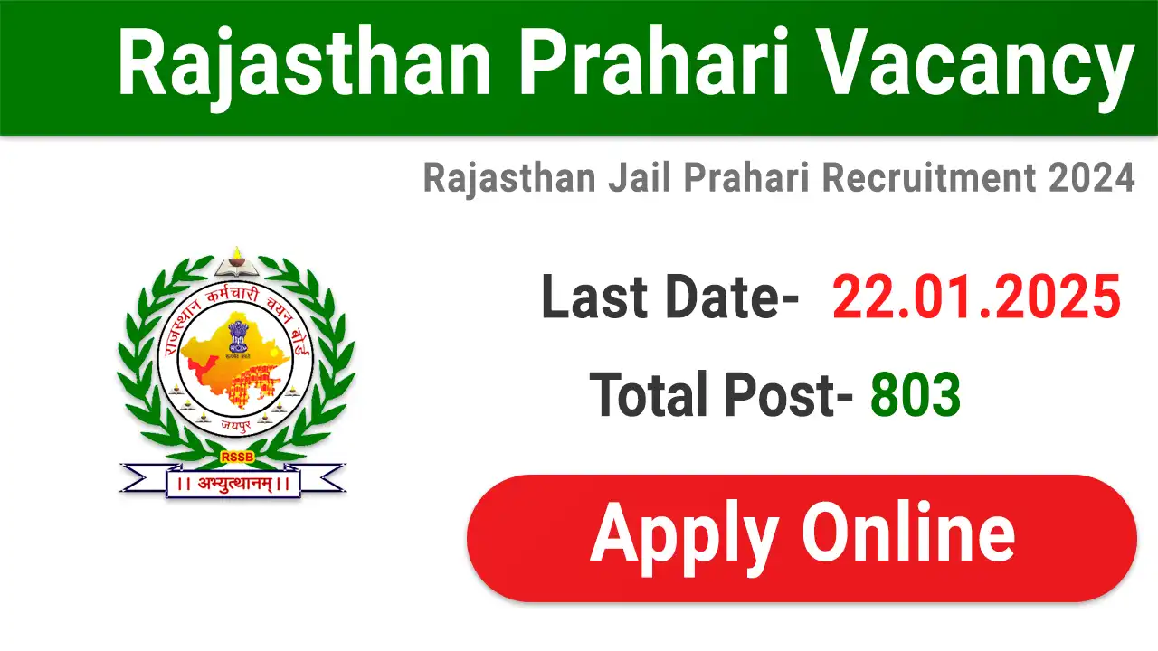 RSSB Rajasthan Jail Prahari Vacancy 2024
