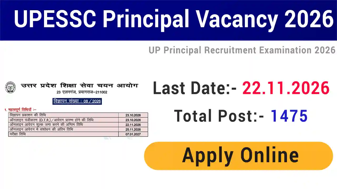 UPESSC Principal Recruitment 2026 