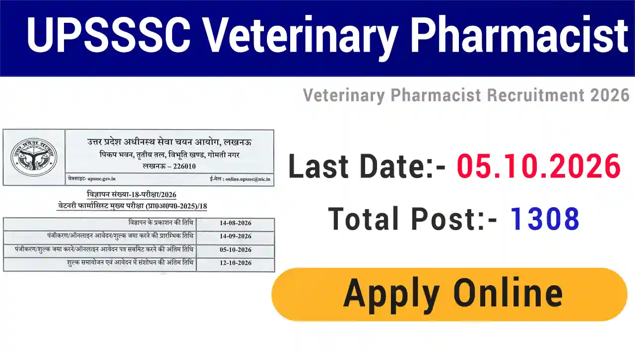 UPSSSC Veterinary Pharmacist Recruitment 2026