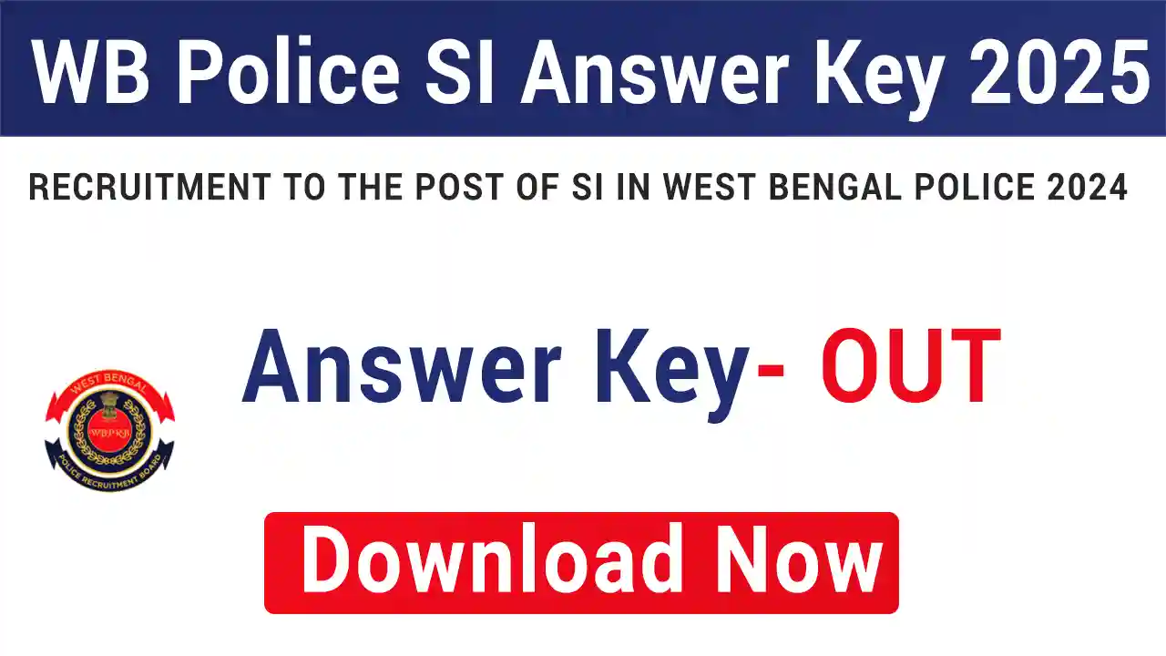 WBP WBPRB WB Police SI Answer Key 2025