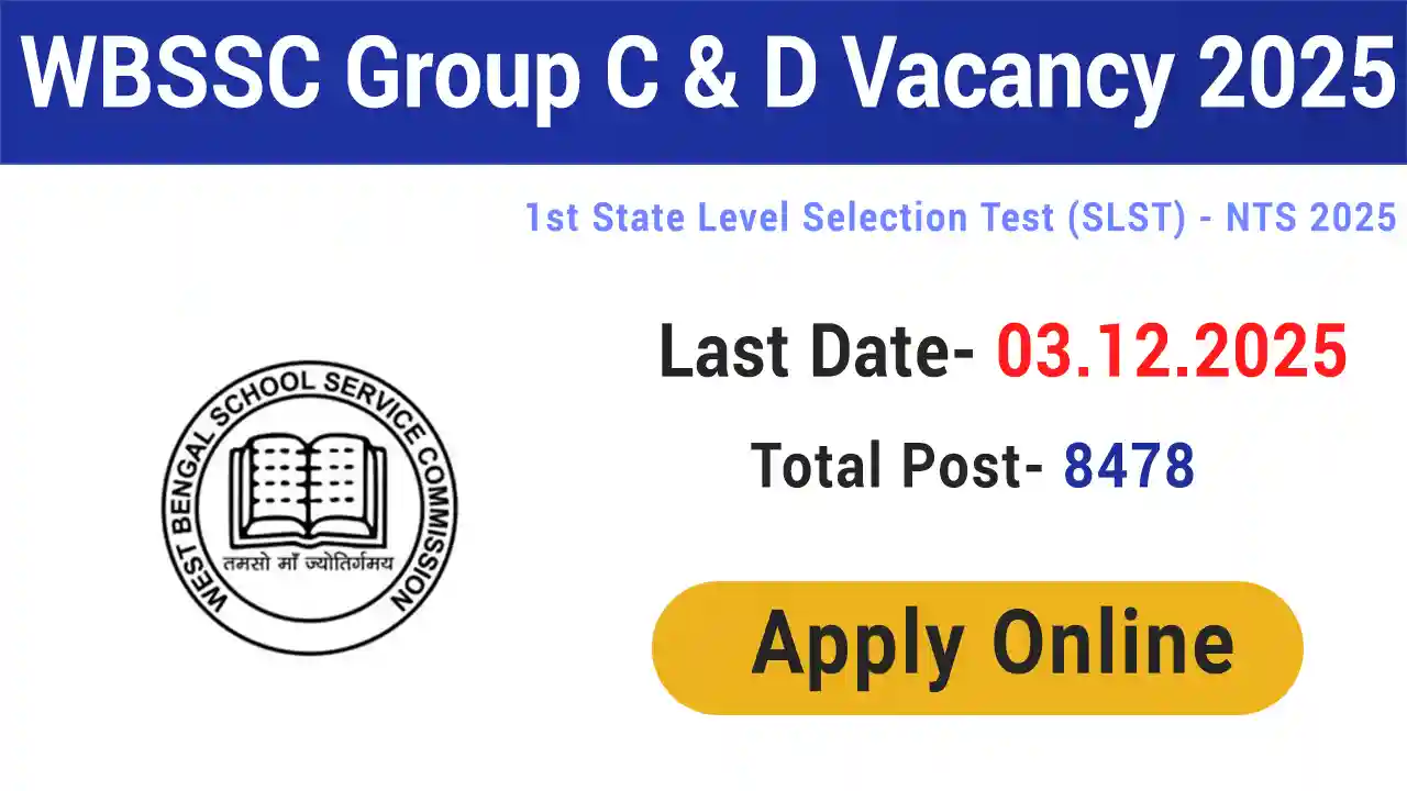 WBSSC SLST NTS Group C & D Recruitment 2025