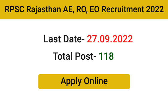 RPSC AE, RO and EO Recruitment