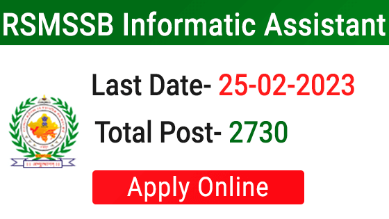 RSMSSB Informatic Assistant Recruitment 2023