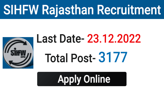 SIHFW Rajasthan Recruitment