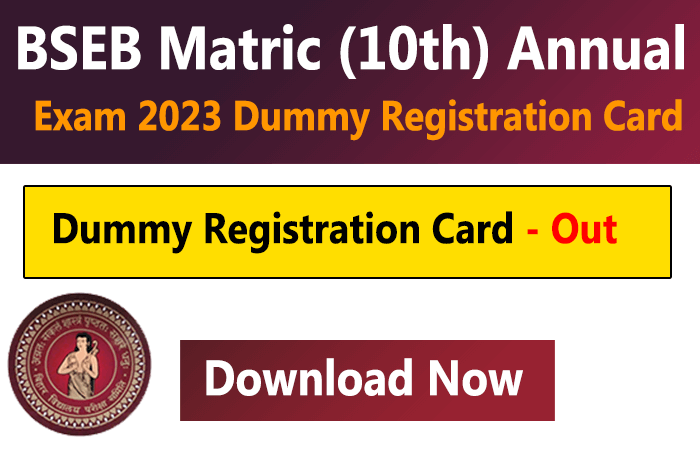 BSEB Matric Dummy Registration Card